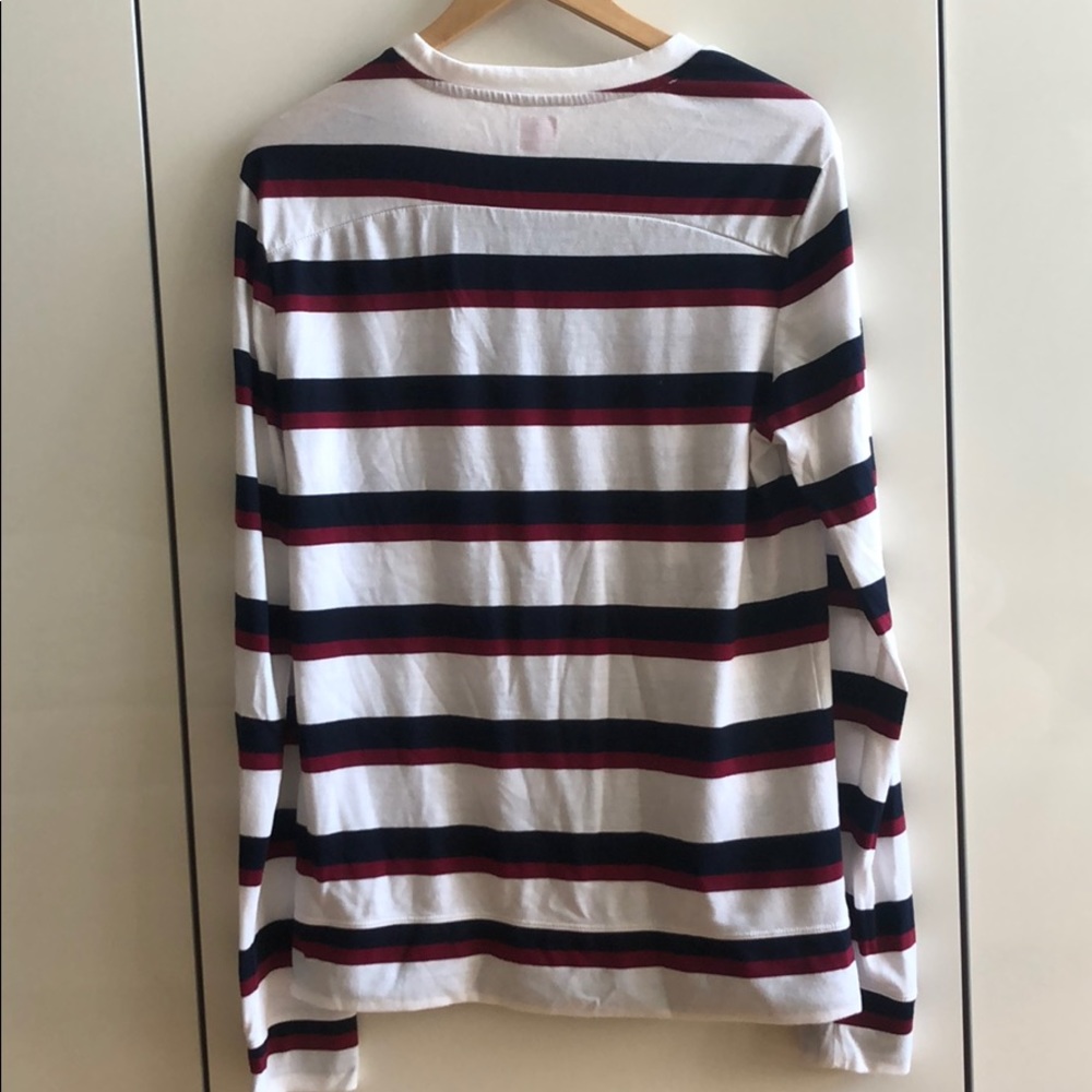 Saks Fifth Avenue White Striped Long-Sleeve Shirt - Picture 3 of 4